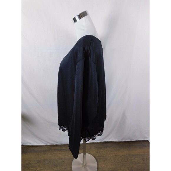 Roaman's Cardigan Womens Black Lace Hem Button Front Long Sleeve Made in USA - Picture 5 of 11